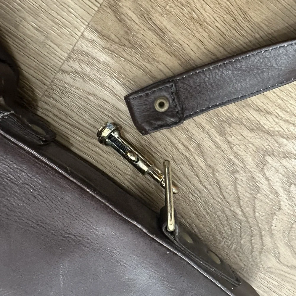 Vintage Simon of California Leather Folding Garment Bag Deep Brown 19-39